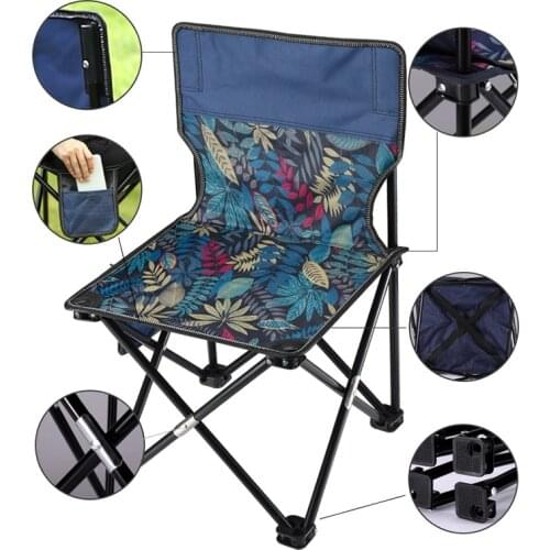 Portable Folding Chair Outdoor Folding Stool for Fishing Hiking Picnic BBQ Oxford Cloth Foldable Camping Beach Chair