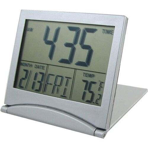 SODIAL(R) Foldable Battery Supply Desktop Calendar Temperature Digital Alarm Clock