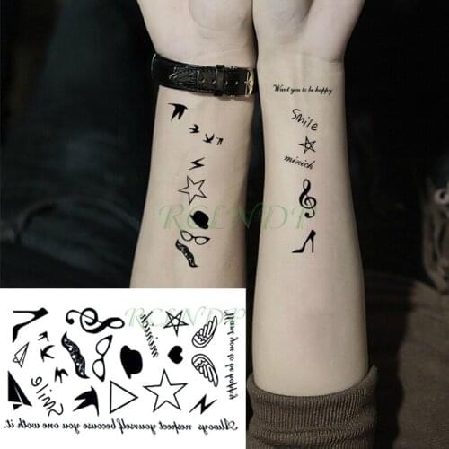 Waterproof Temporary Tattoo Sticker letter wings star musical note tatto stickers flash tatoo fake tattoos for kid Men women