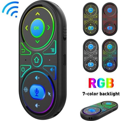 2021 New Air Mouse Voice Microphone RGB Backlit Gyro Remote Control IR Learning 2.4G Wireless Rechargeable Mini Remote