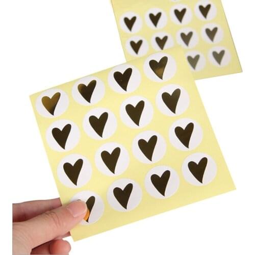 1600pcs Round Golden Baking Package Sticker Heart seal Stickers Handmade DIY White Decoration Sticker