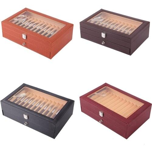 24 Pen Fountain Wood Display Case Holder Wooden Pen Box Storage Collector Organizer Box