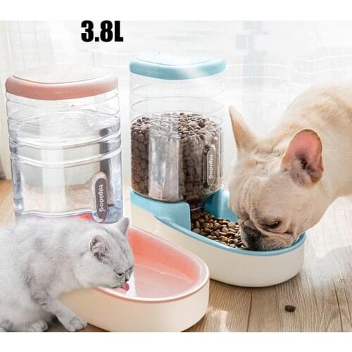 3.8L Cat Automatic Feeders Plastic Water Bowl Pet Products Dog Water Bottle Capacity Food Water Dispenser Cats Dogs Feed Bowls