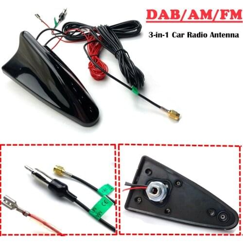 3 in 1 Car Radio Shark Fin Car Shark Antenna Radio AM/FM +Active DAB Signal Design For All Cars Aerials Antenna Car Styling