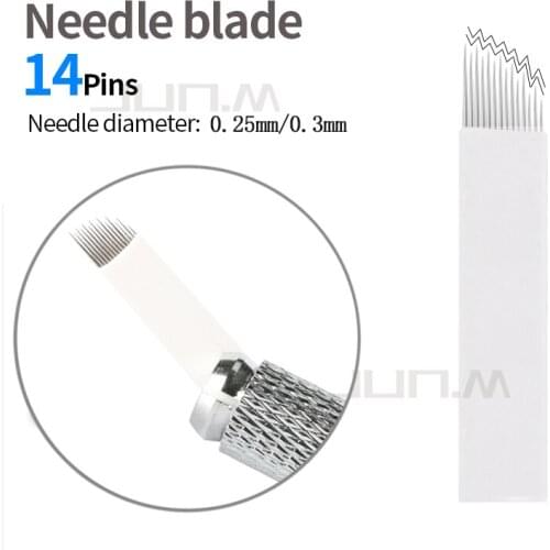 500 PCS 14Pin High Low Microblading Needles Blade Eyebrow Permanent Makeup Manual For 3D Embroidery Tattoo Pen Machine