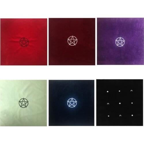 60×60cm Pentacle Tarot Tablecloth Velvet Altar Tarot Cloth Board Game Card Pad PXPF