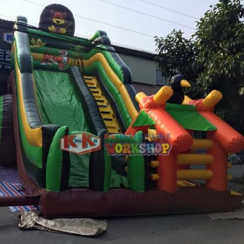 Cheap Kids Inflatable Lion Theme Slide , CE Certification Big Lion Inflatable Dry Slide With Climbing Part