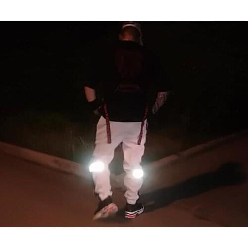 New 2018 Casual Sweatpants Men Hip Hop Pants Mens High Street Trousers Elastic Waist Stitching Couple Style Reflective Joggers