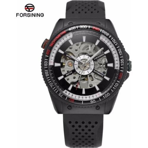 FORSINING Automatic Mechanical Watch Men Silicone Strap Skeleton Sport Watches for men Fashion Casual 2020 Black Male Clock