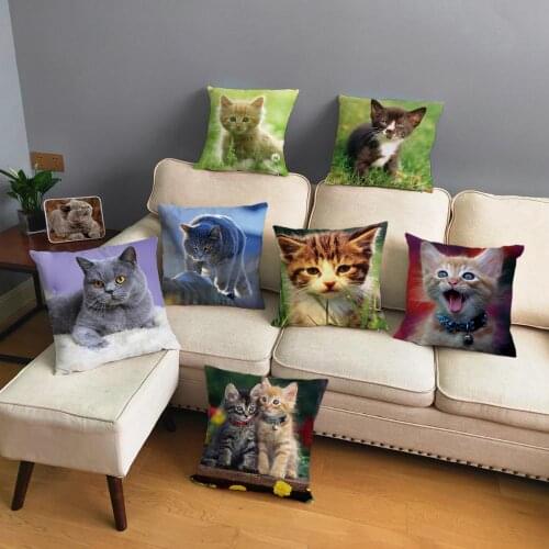 Cute Persian Cat Pillow Cover Super Soft Short Plush Cushion Cover 45*45cm Pillows Cases Home Decor Lovely Animal Pillow Case