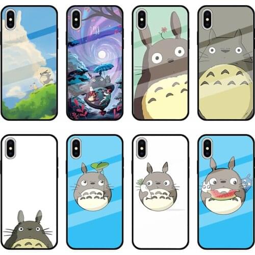Anime Totoro Phone Case For iPhone 12Mini SE 2020 7 8 Plus XR XS 11Pro Max Lens FinAe Hole Protectio Straight Edge Silicone Case
