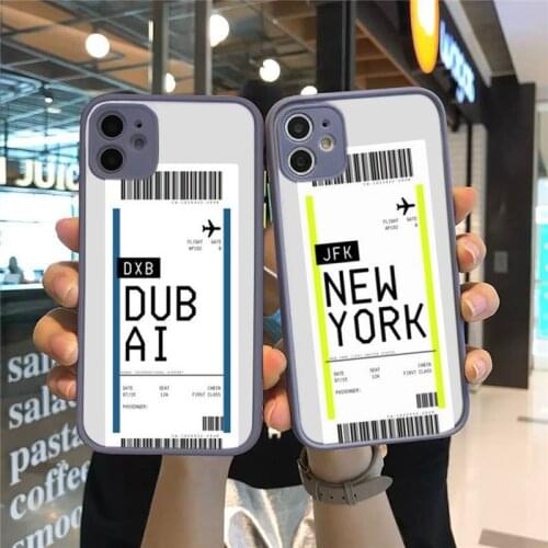Dubai World City Travel Ticket Phone Case Dark Blue Transparent Matte For IPhone 7 8 11 12 S Mini Pro X XS XR MAX Plus Cover