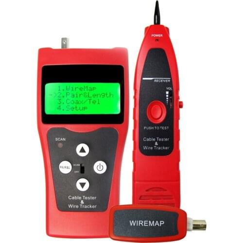 Digital Network LAN Monitoring Cable Tester LCD Wire Fault Locator Telephone Line Error Coaxial BNC USB RJ45 RJ11 Red Color