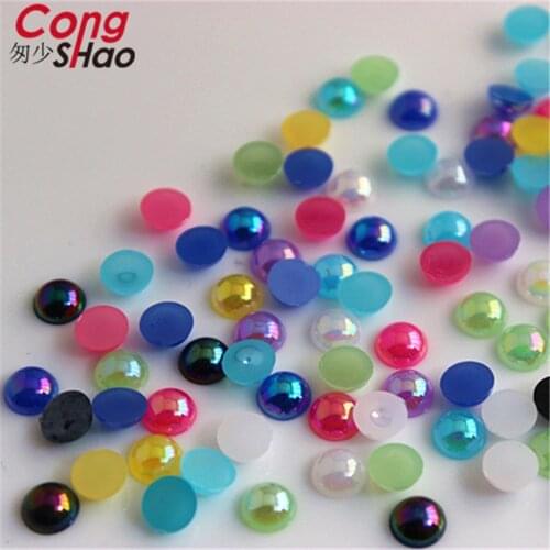 Cong Shao 500PCS 6mm 3D Nail Art Tips AB color Round Acrylic Rhinestone Flatback DIY not hotfix nails Craft Decoration CS588