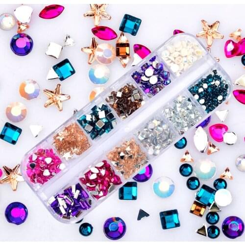 Chameleon Multi-size Rhinestones 3D Nail Art Decorations Colorful Round AB Flat Bottom Nail Decoration Body Art Manicure