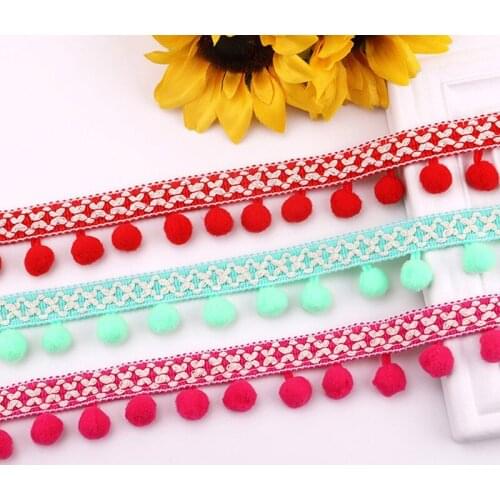 28mm Wide Cotton Lace Embroidered Fringed Pompom-trimmed Curtain Dress Stitching Fringed Sewing DIY Embossed Supplies 2-5 Yards