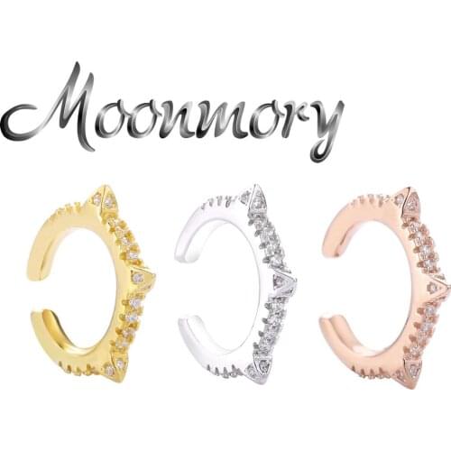 Moonnory 925 Sterling Silver Single Ear Cuff Karla In Earring Cuff Silver/24K Gold/Rose Gold With Clear CZ Earcuff For European