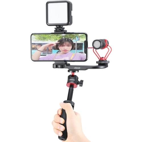 Ulanzi PT-8 PT-9 Smartphone Vlog Mount Plate for Gopro DSLR Camera Sony A6300 A6400 Cold Shoe Vlog Mount for Microphone LED