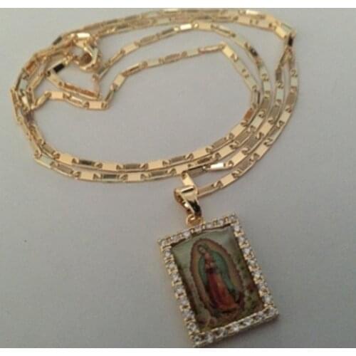 Fashion Punk Vintage Religious Style Gold Maria Sliding Pendant Necklace for Women Jewelry Gift