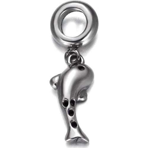 316L Stainless Steel Spacer Bail Bead with Dolphin Charms 5mm Hole Polished Metal Charm Accessories DIY Bracelet Jewelry Making