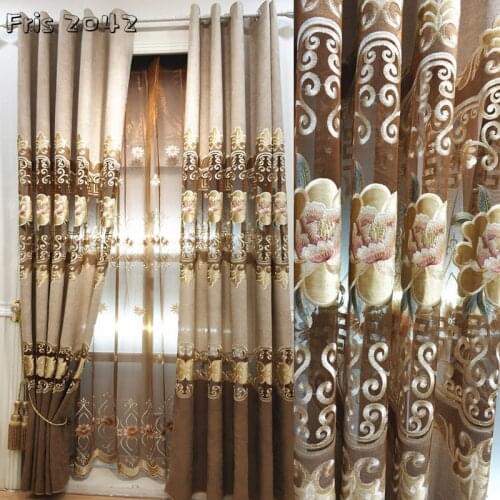2021 New Chinese Style Living Room Chenille Hollow Embroidered Curtains Finished Custom Bedroom Study Balcony Curtains