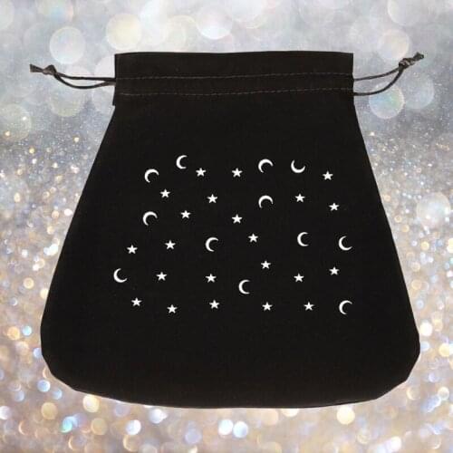Q39C Portable Velvet Storage Bag Moon Phase Oracle Card Divination Bag Mini Velvet Embroidery Gift Bags for Divination Card
