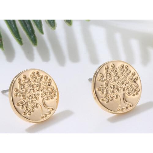 Simple Small Tree of life Stud Earrings For Woman Gold Sliver Color Fashion Earrings Jewelry For Christmas Party Gifts New 2021