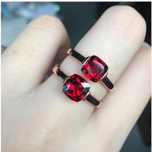 Natural Garnet finger ring Free shipping Natural real garnet Ring 925 sterling silver 7mm gem For men or women ring