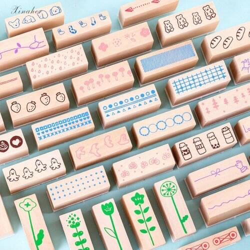 Vintage Forest plant gesture geometric stamp DIY wooden rubber stamps for scrapbooking stationery scrapbooking standard stamp