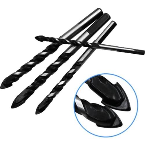 4pcs Masonry Drill Bits Tungsten Carbide Tipped Triangle Spear Head Concrete Brick Stone Glass Drilling Set Size 5/6/8/10mm