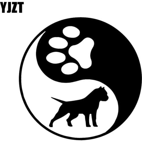 YJZT 14.8X14.8CM Creative Car Sticker Yin Yang Pitbull Vinyl Decal Dog American Bully Black/Silver C24-1284