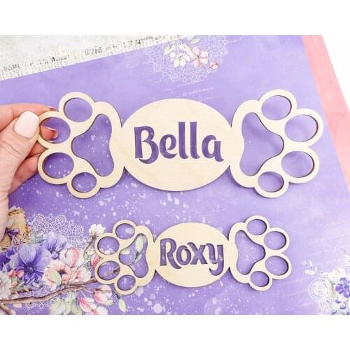 Pet Name Sign-Personalized Name Sign-Dog Name Sign-Pet Wood Sign-Dog House Sign-Puppy House Gift-Doghouse Sign-Dog Paw Sign