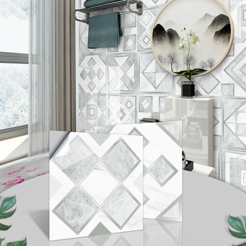 10pc Geometry Crystal Tile Stickers DIY Waterproof Self-adhesive Wall Sticker Pattern Kitchen Backsplash Bathroom Peel And Stick