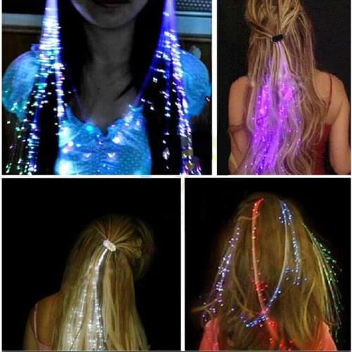 1200pcs/lots LED Light Hair Flashing Hairpin tire color fiber Luminous braid Party Festival Bar Party Fun items free shipping