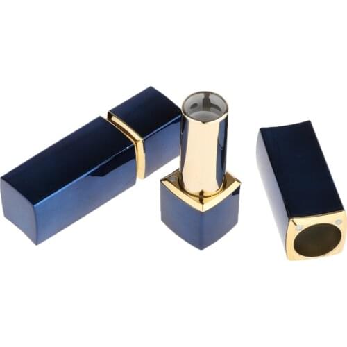 2pcs Blue Square Empty Lipstick Tubes Refillable Lip Gloss Bottles
