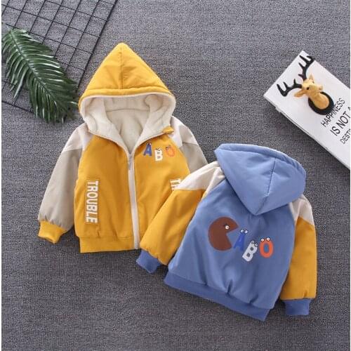 2020 Winter New Baby Boy and Girl Clothes Childrens Warm Jackets Kids Sports Hooded Outerwear 2-3-4-5Y