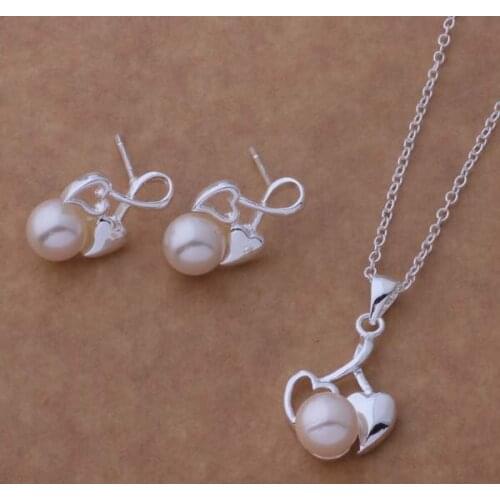 AS337 Hot sterling Jewelry Sets Earring 454 + Necklace 109 /anhajeoa atuajlba silver color