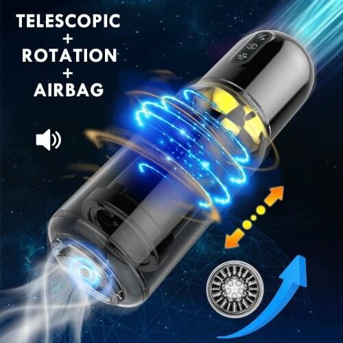 Automatic Telescopic Rotation Male Masturbation Cup Air Bag Silicone Vagina Real Pussy Toys for Adult Masturbator Toys for Men