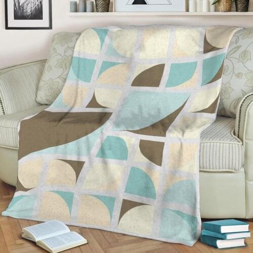 Abstract Geometric Pattern 3D Printed Velvet Plush Throw Fleece Blanket Bedspread Sherpa Blanket Home Decora