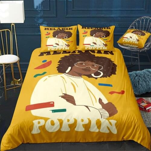 Funky Melanin Poppin Bedding Set For Bedroom Soft Bedspreads For Double Bed Home Duvet Cover Quality Quilt Cover+Pillowcasex2