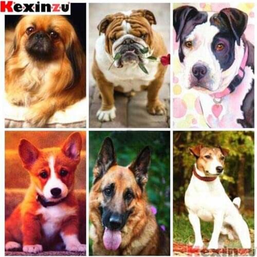 Kexinzu Diamond Painting Full Square Dog 5D Diy Embroidery Mosaic Rhinestone Handmade Gift Home Decor Birthday holiday gift
