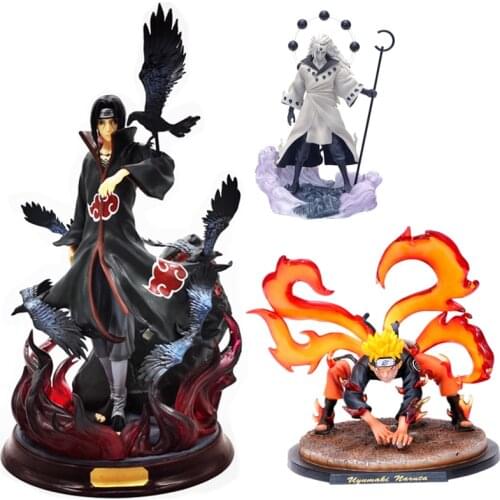 Naruto Shippuden Figure Uzumaki Naruto Crow Date Shippuden GK Akagi Uchiha Kakashi Anime Character PVC Statue Collection Toy Gif