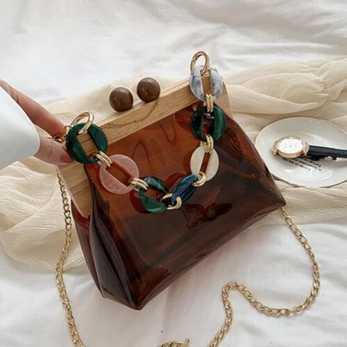 Fashion Transparent Bag Acrylic Chain Womens Bag Clear Bags Summer Fashion All-match Messenger Bag Crossbody Shoulder Bag