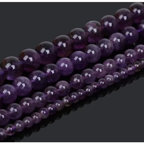 4/6/8/10mm 15" Fashion Natural Stone Beads Round Purple Crystal Beads For DIY Jewelry Making DIY Earring Bracelets Necklaces