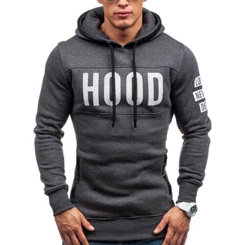 Men Sweatshirt Hoodie Casual Letter Long Sleeve Sportswear Top Men Clothes Fashion Multiple Pockets Autumn Male Shirt