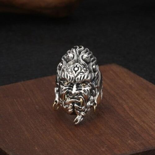 Wholesale S925 Sterling Silver Domineering Ring Open Ended Retro Thai Silver Jewelry Mens Ring