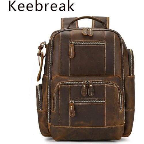 100% Crazy Horse Genuine Leather Backpack Large Capacity Outdoor Tactical Sports Camping Hiking Bags Men Big Travel Rucksacks