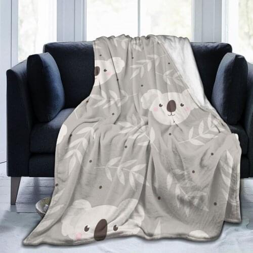 Soft Warm Flannel Blanket Cute Koala And Leaves Travel Portable Winter Throw Thin Bed Sofa Blanket