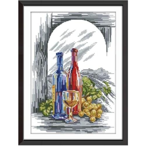 Wine cross stitch kit aida 14ct 11ct count print canvas cross stitches needlework embroidery DIY handmade