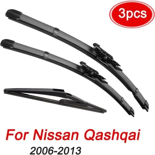 Wiper Front & Rear Wiper Blades Set For Nissan Qashqai J10 2006 2007 2008 2009 2010 2011 2012 2013 Windshield Wiper 24"+15"12"